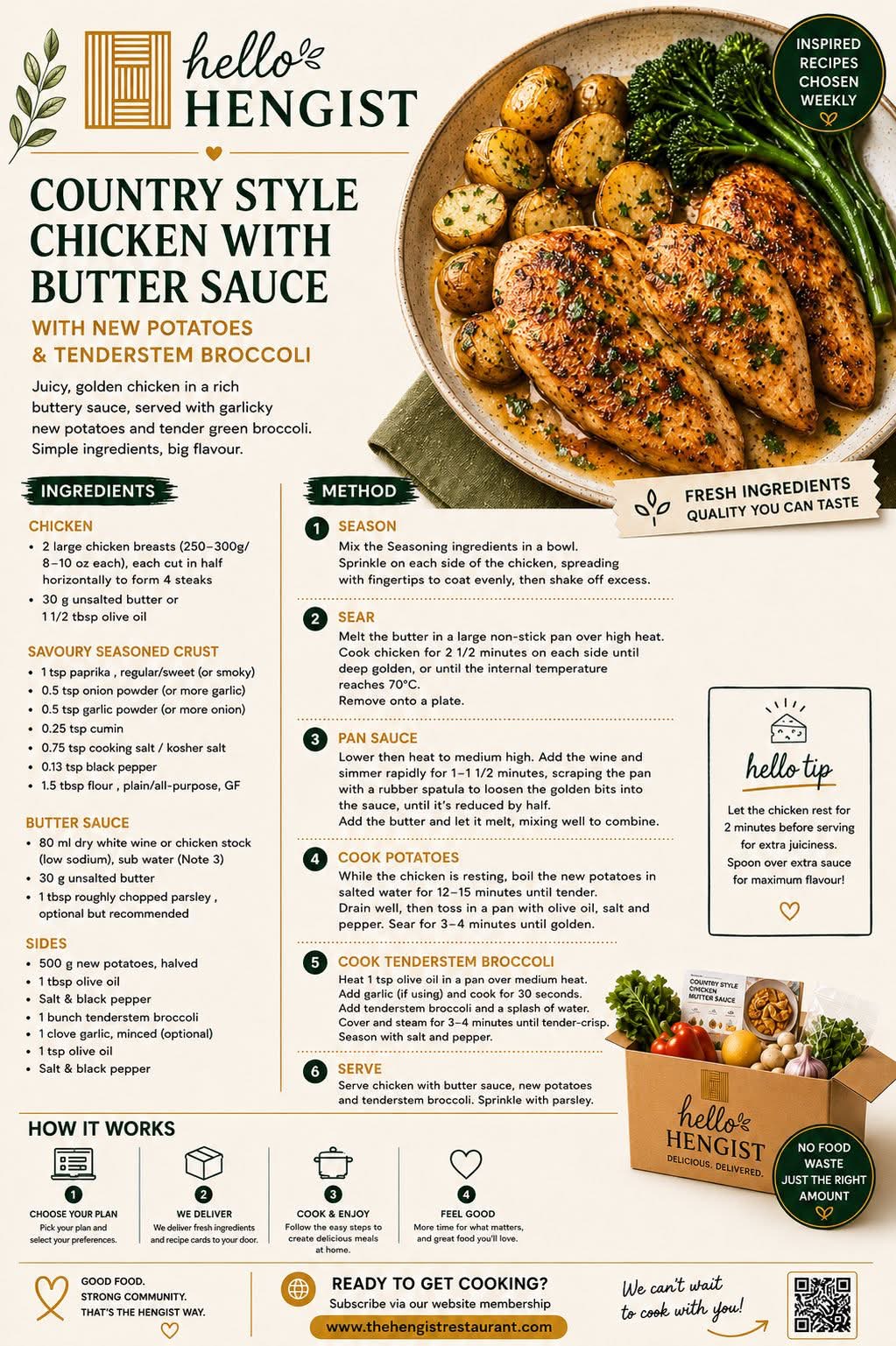 Country Style Chicken with Butter Sauce menu card