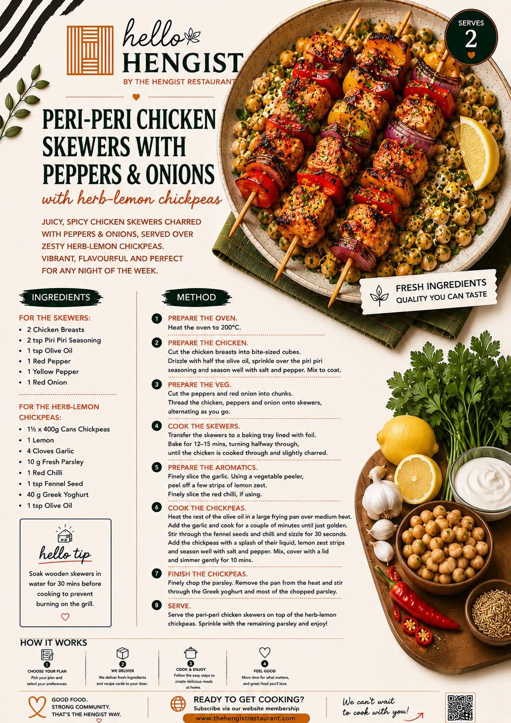 Peri-Peri Chicken Skewers menu card