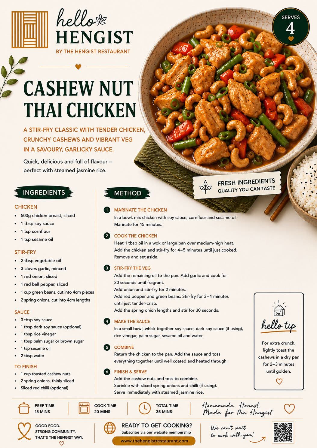 Cashew Nut Thai Chicken menu card